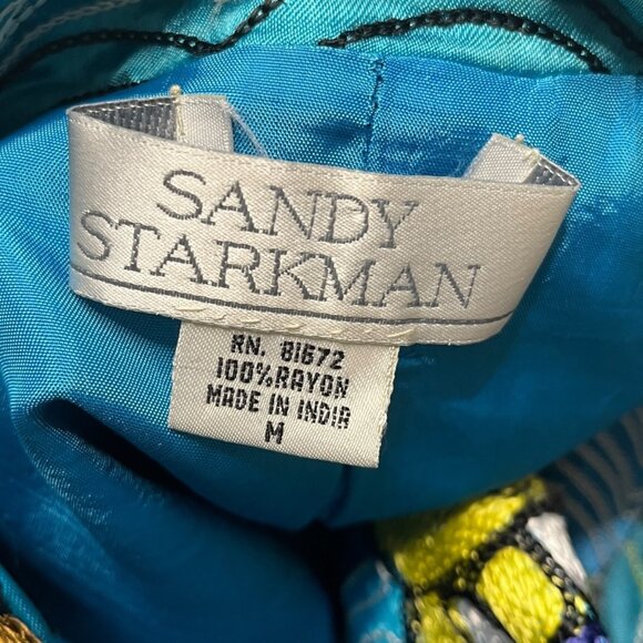 Sandy Starkman Blazer Women's Medium Button Up Long Sleeve Embroidered Fish Blue - Picture 4 of 8